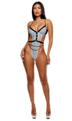 Keep It Classy 2-Piece Mesh Teddy Lingerie Set - Ice Blue