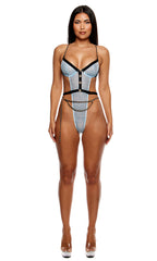 Keep It Classy 2-Piece Mesh Teddy Lingerie Set - Ice Blue