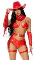 Ride 'Em 5-Piece Women's Sexy Cowgirl Costume - Red