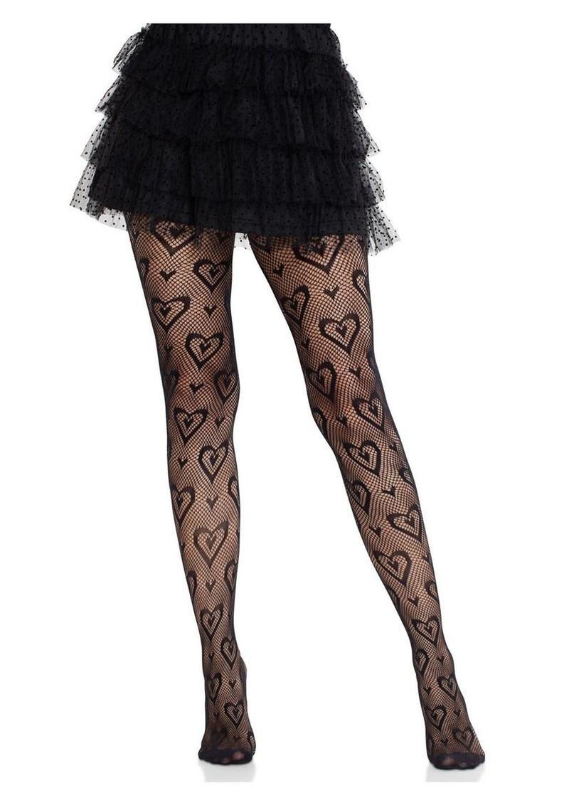 Cherie Heart Net Tights - OS