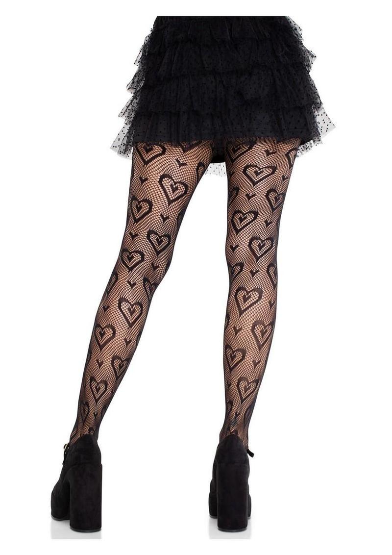 Cherie Heart Net Tights - OS