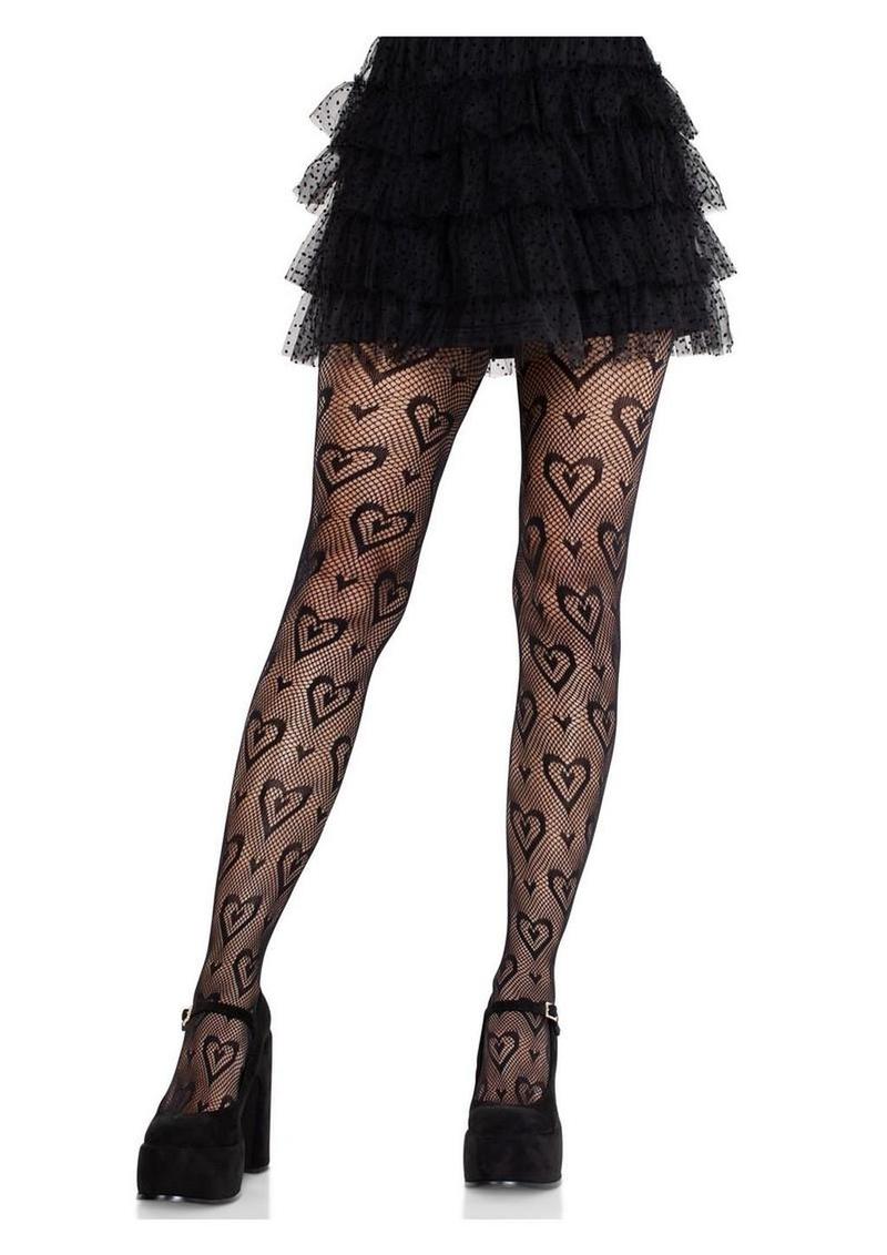 Cherie Heart Net Tights - OS