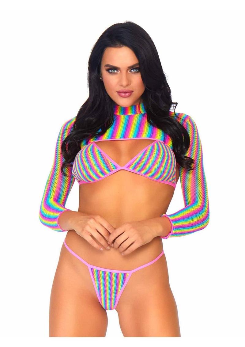 Rainbow Dreams Fishnet Bikini Set