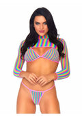 Rainbow Dreams Fishnet Bikini Set