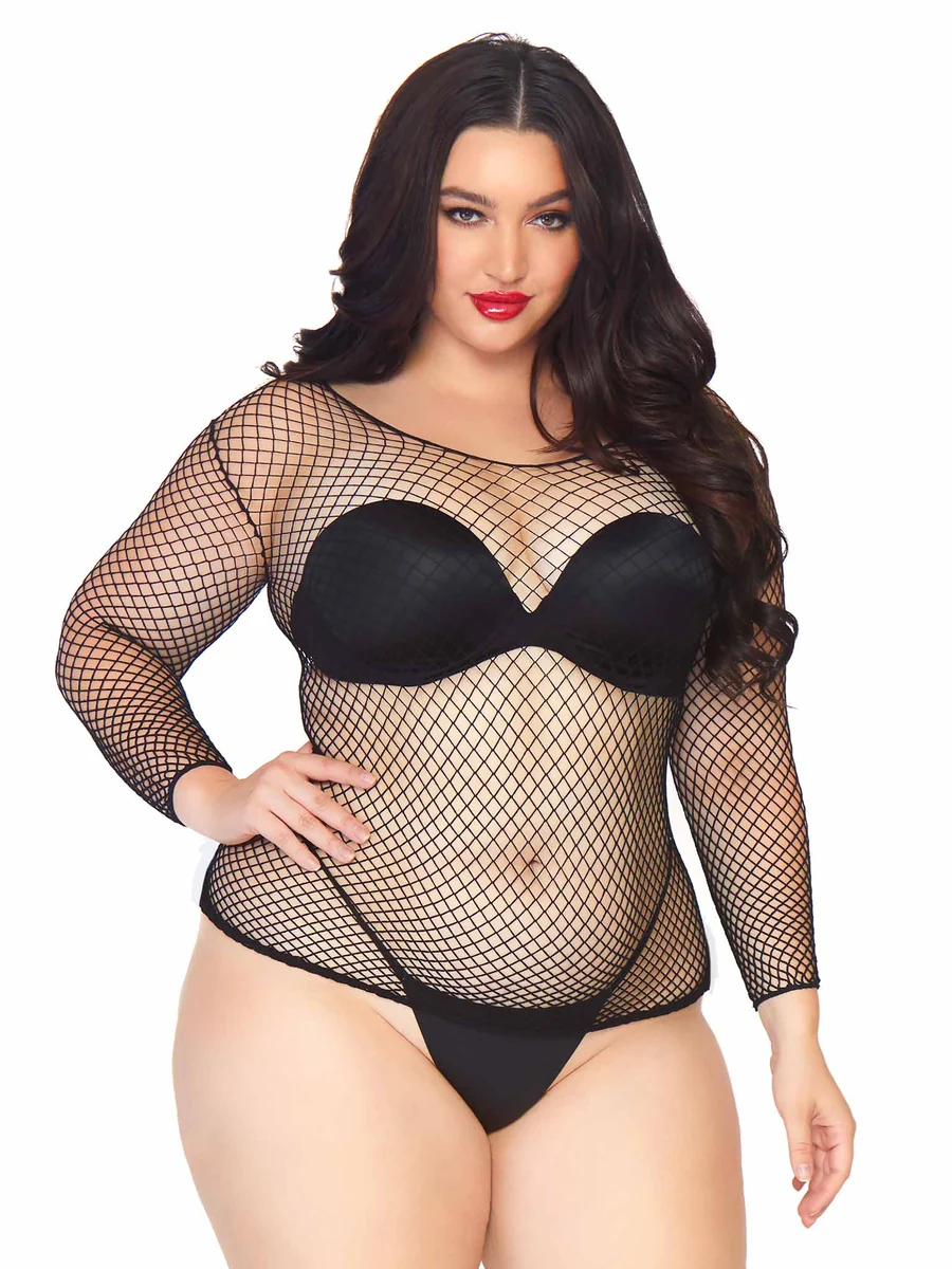 So Chill Fishnet Shirt - Black - Plus Size