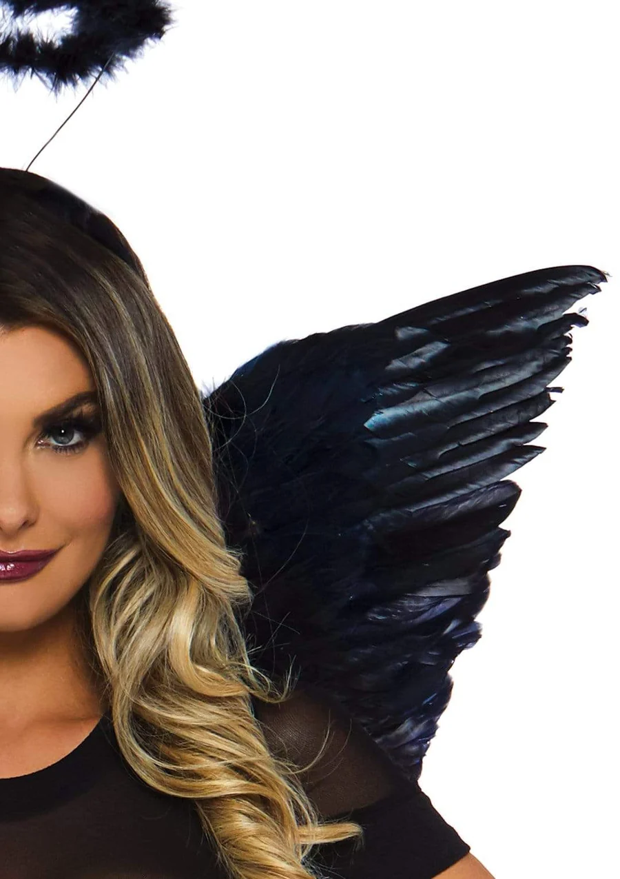 Feather Angel Wings & Halo Accessory Kit - Black