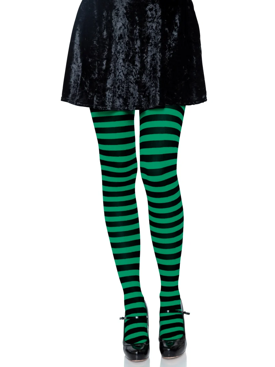 Jada Striped Women's Tights - Black Green