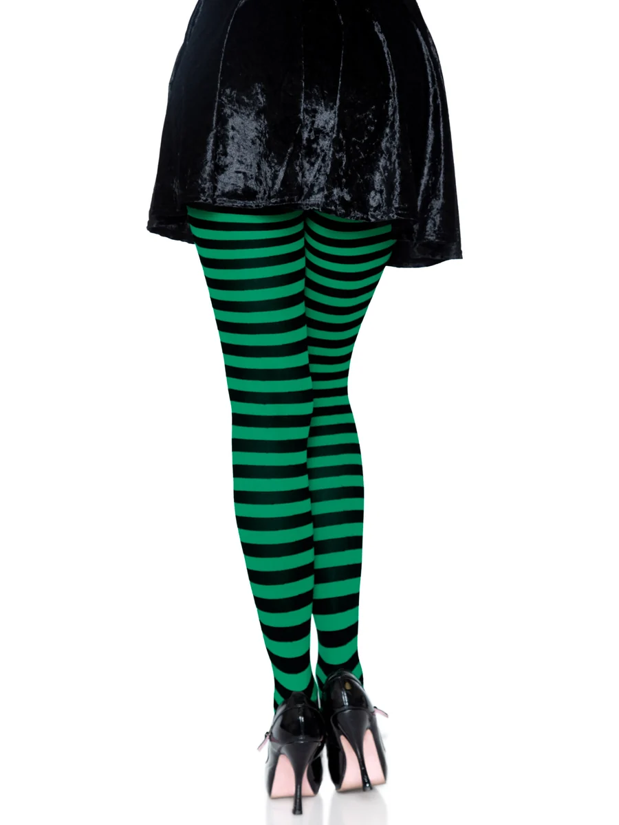 Jada Striped Women's Tights - Black Green