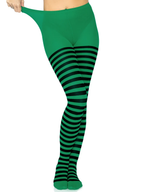 Jada Striped Women's Tights - Black Green