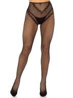 Karma Crotchless Fishnet Tights - Black