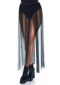 Multi Slit Sheer Full Length Maxi Skirt - Black
