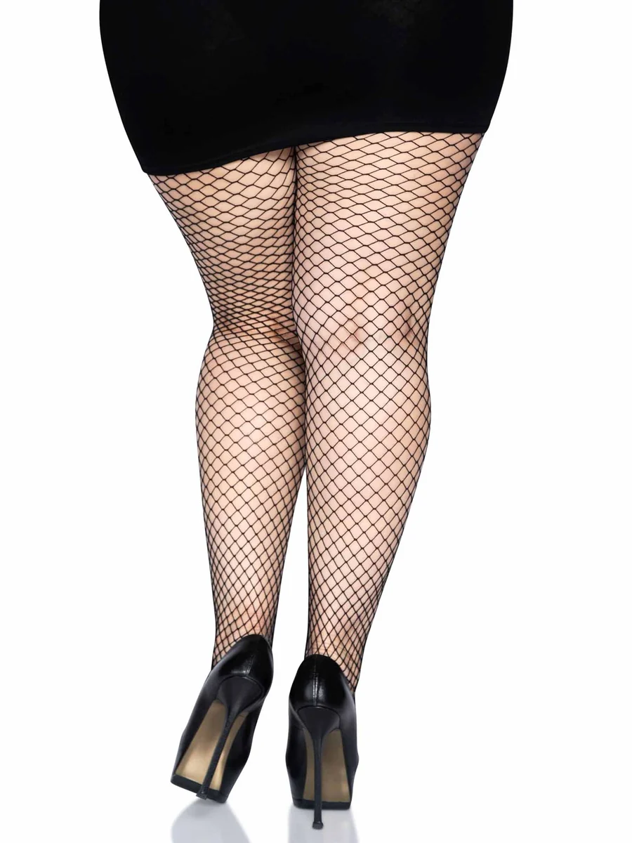 Gaia Spandex Net Industrial Tights - Black - Plus Size
