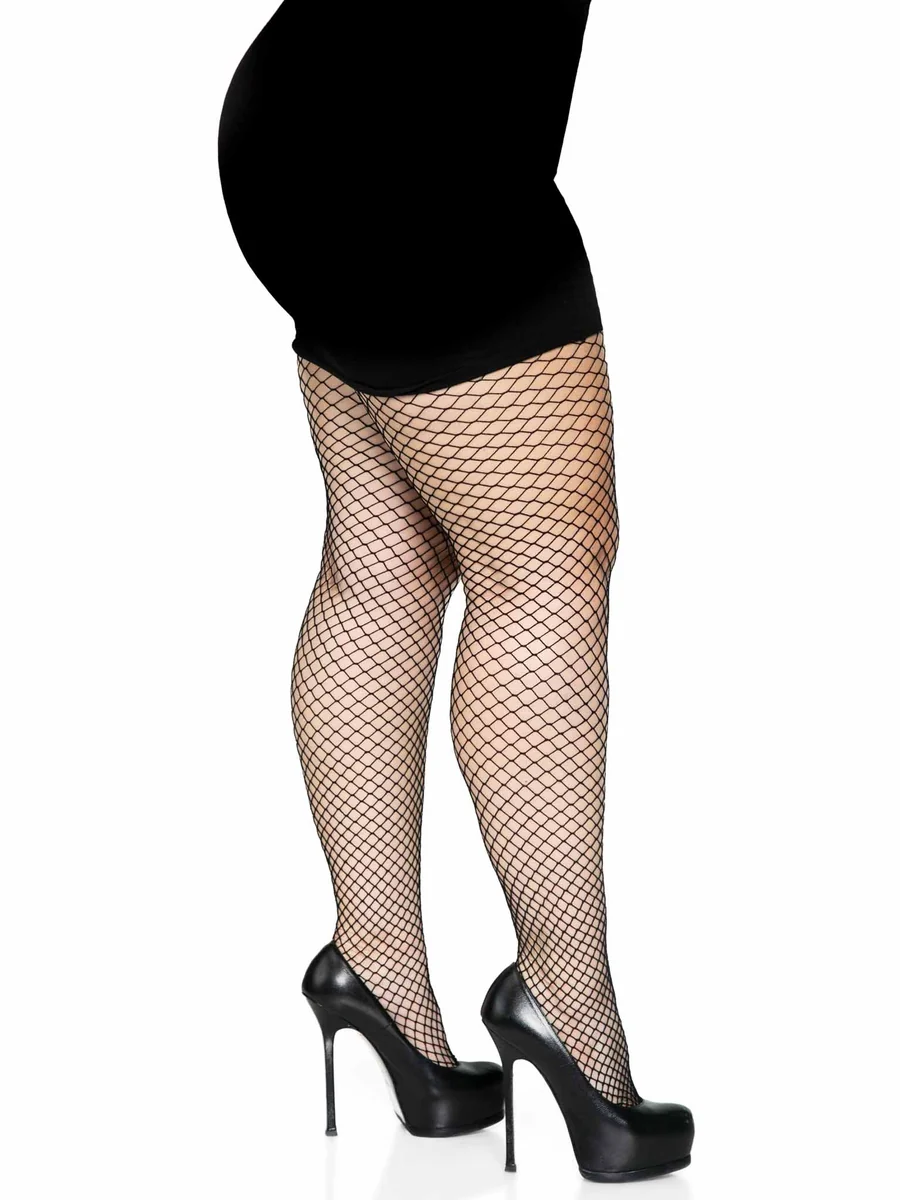 Gaia Spandex Net Industrial Tights - Black - Plus Size