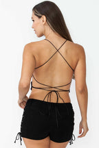 Dazzling Sequin Beaded Butterfly Crisscross - Black
