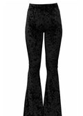 Boho Crushed Black Velvet Bell Bottom Pants Festival Wear
