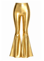 Gold Faux Leather Bell Bottoms