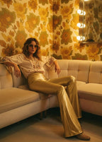 Gold Faux Leather Bell Bottoms