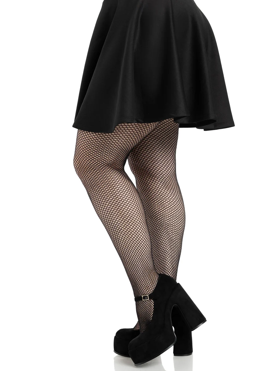 Risa Nylon Fishnet Tights - Black Queen