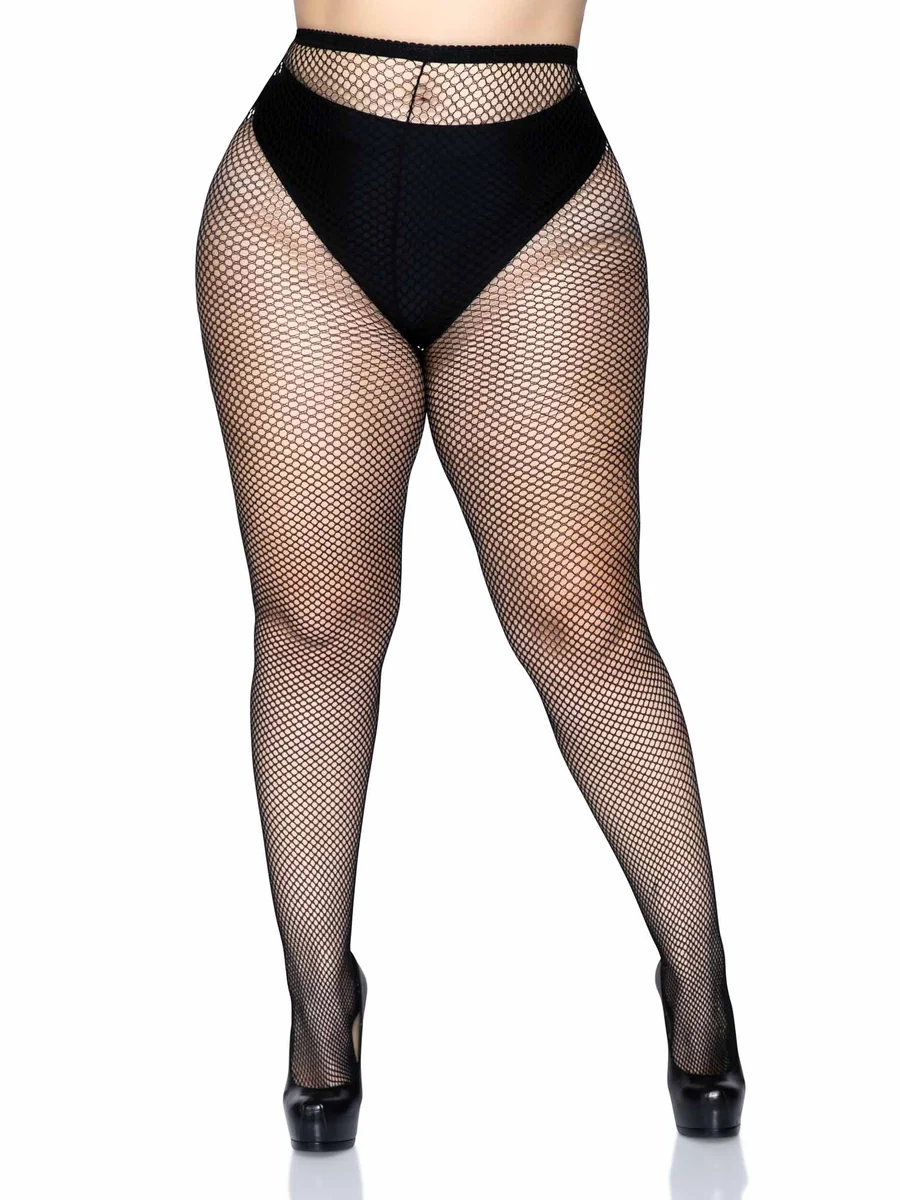 Risa Nylon Fishnet Tights - Black Queen