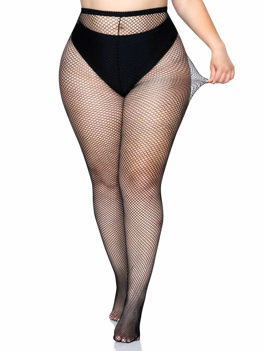 Risa Nylon Fishnet Tights - Black Queen