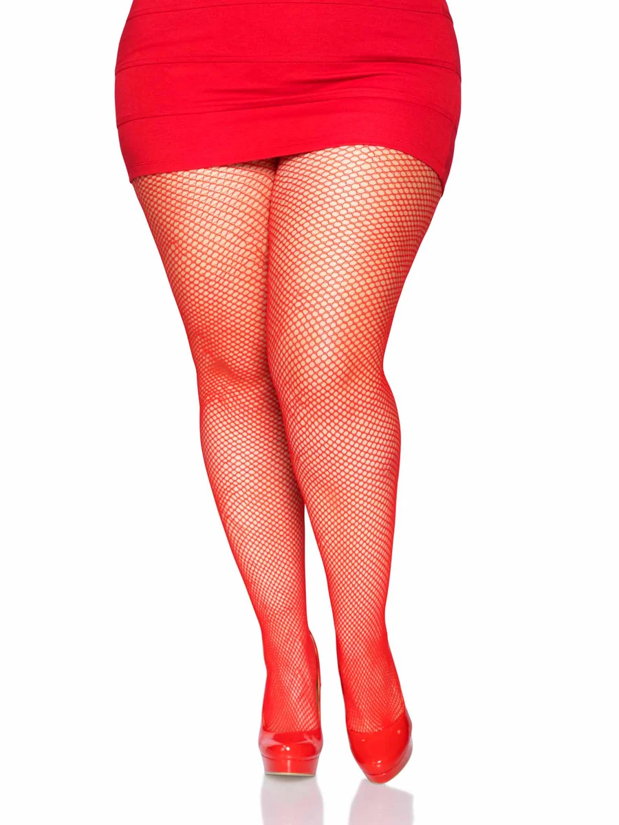 Risa Nylon Fishnet Tights - Red Queen