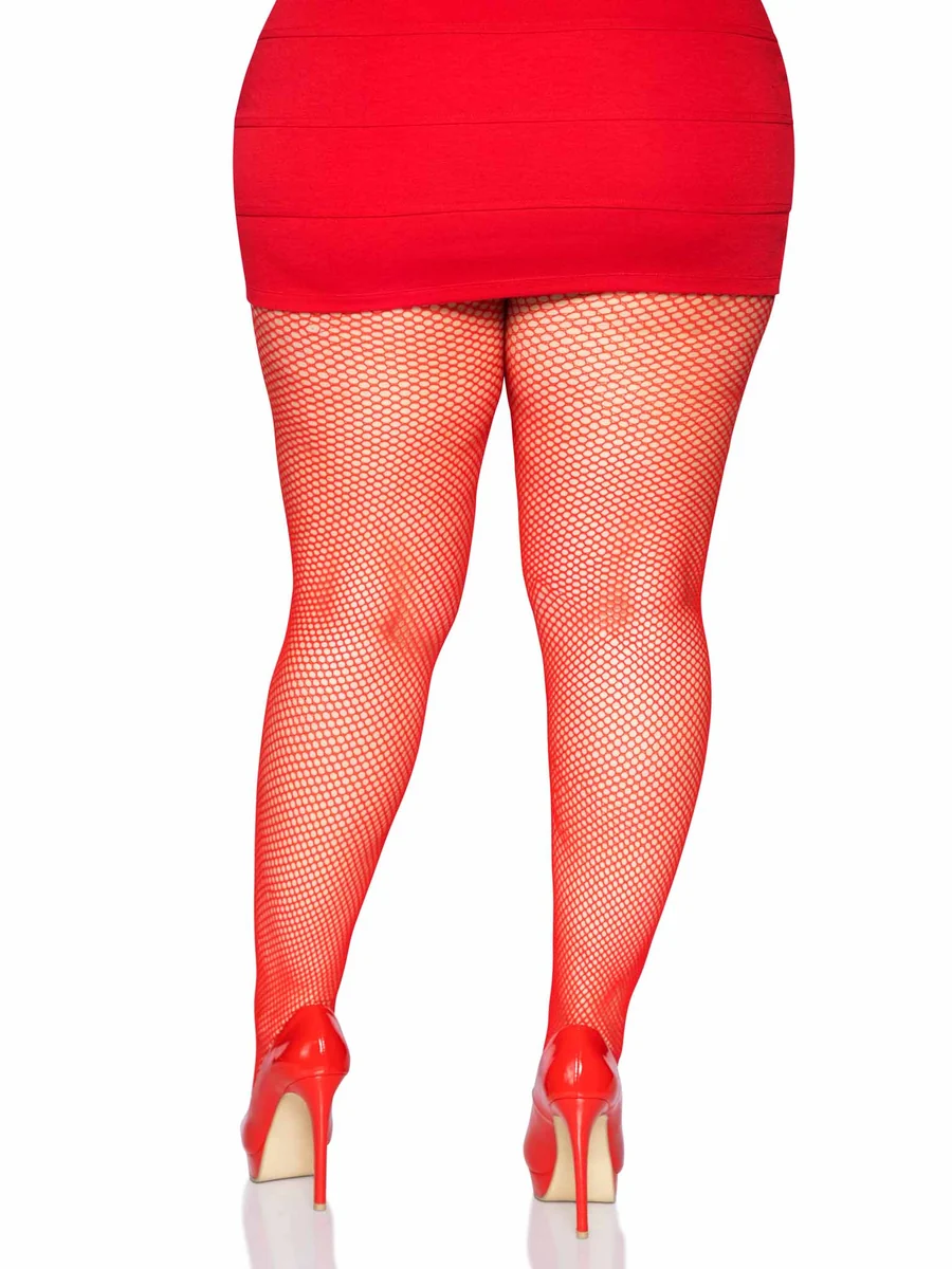 Risa Nylon Fishnet Tights - Red Queen