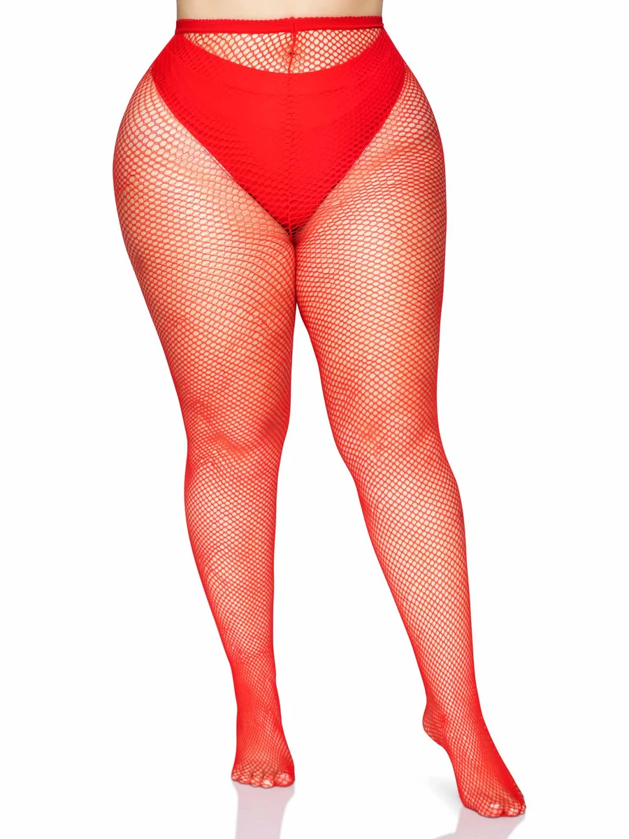Risa Nylon Fishnet Tights - Red Queen
