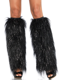 Kira Furry Leg Warmers - Black Silver