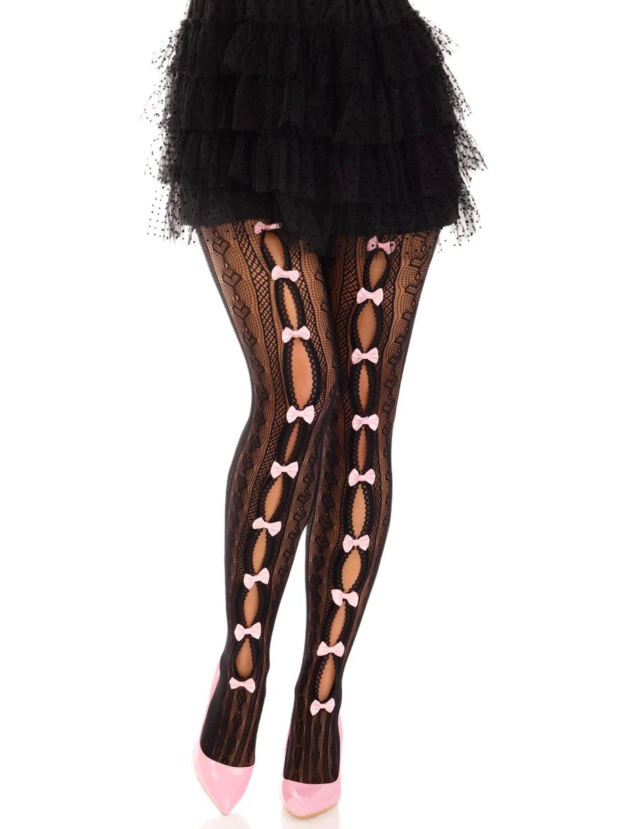 Sweetheart Striped Tights - Black