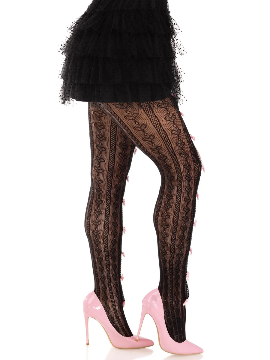 Sweetheart Striped Tights - Black