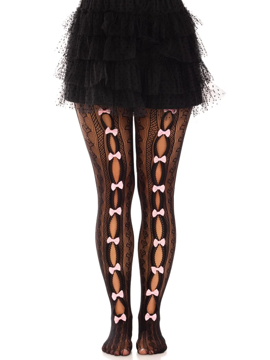 Sweetheart Striped Tights - Black