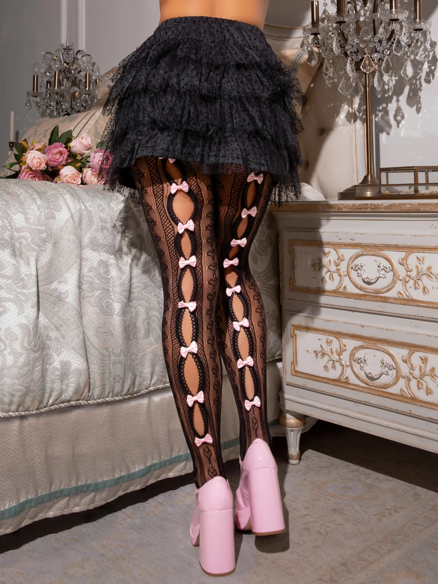 Sweetheart Striped Tights - Black