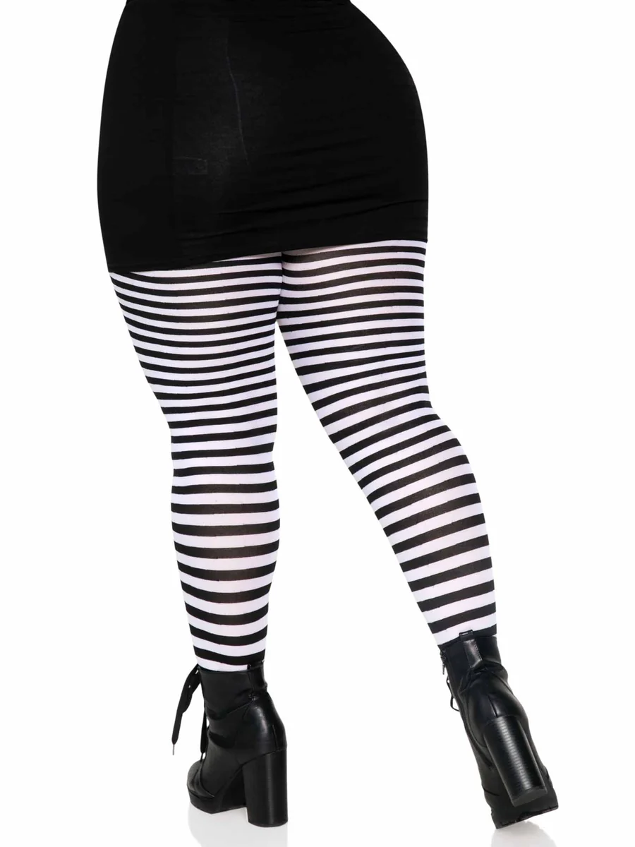 Jada Striped Women's Tights - Black White 1X2X