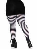 Jada Striped Women's Tights - Black White 1X2X
