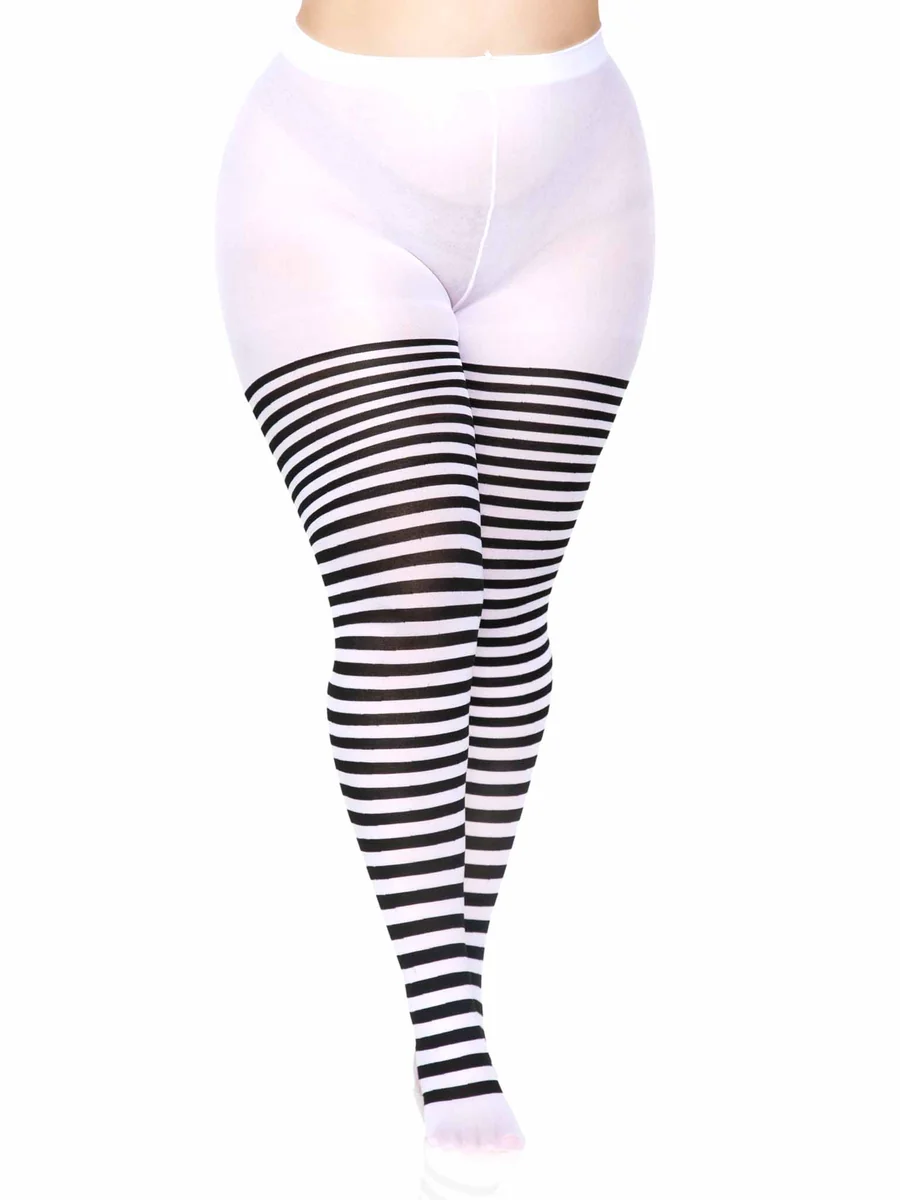 Jada Striped Women's Tights - Black White 1X2X