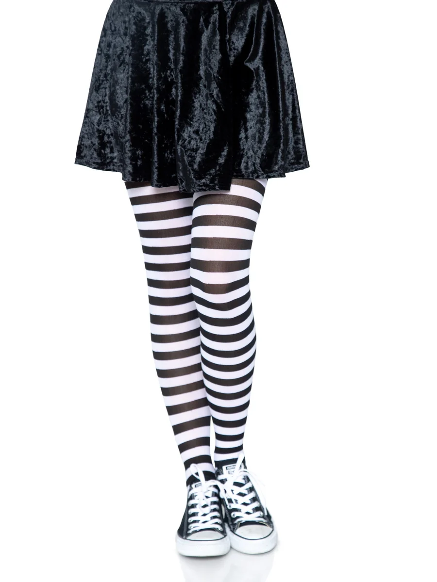 Jada Striped Women's Tights - Black White OS