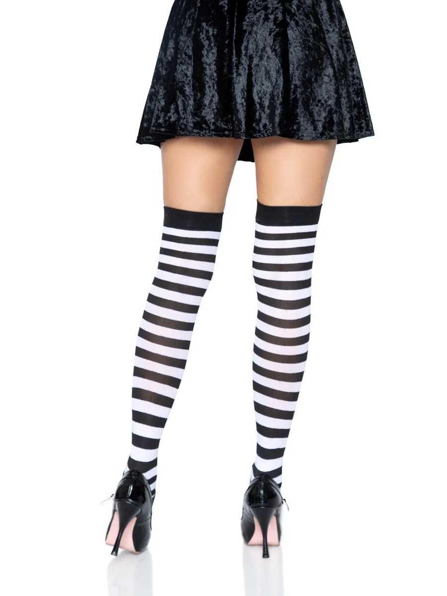 Cari Striped Stockings - Black White OS