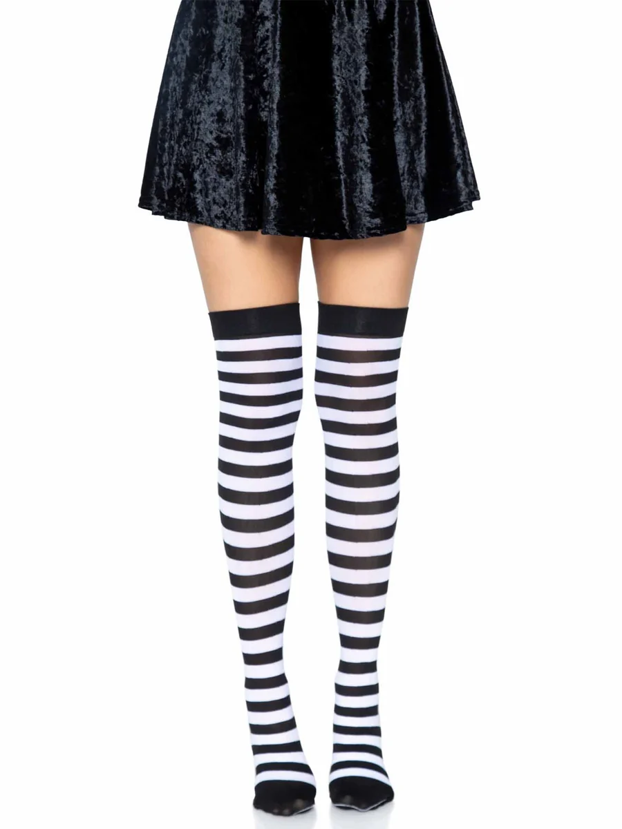 Cari Striped Stockings - Black White OS