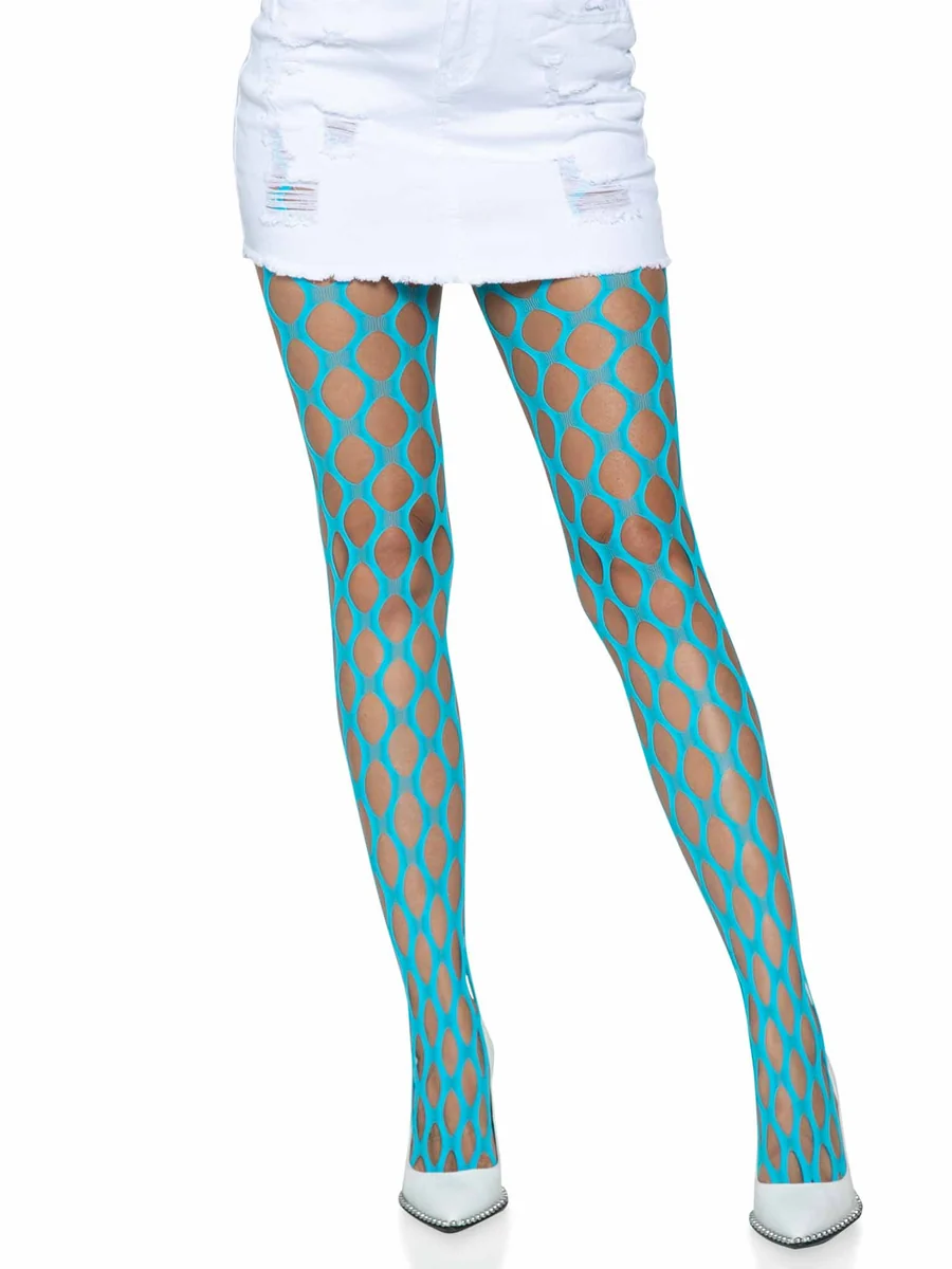 Ivy Pothole Net Tights - Blue