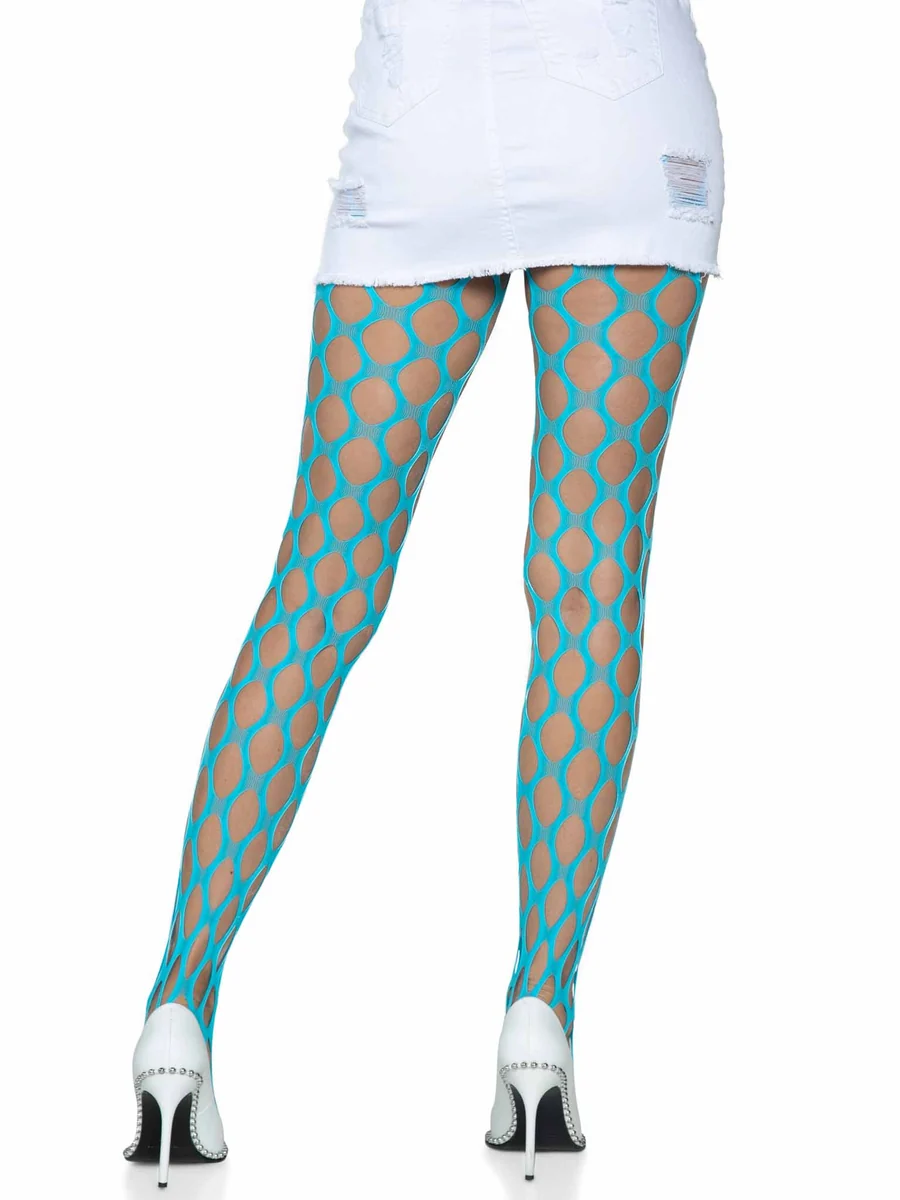 Ivy Pothole Net Tights - Blue