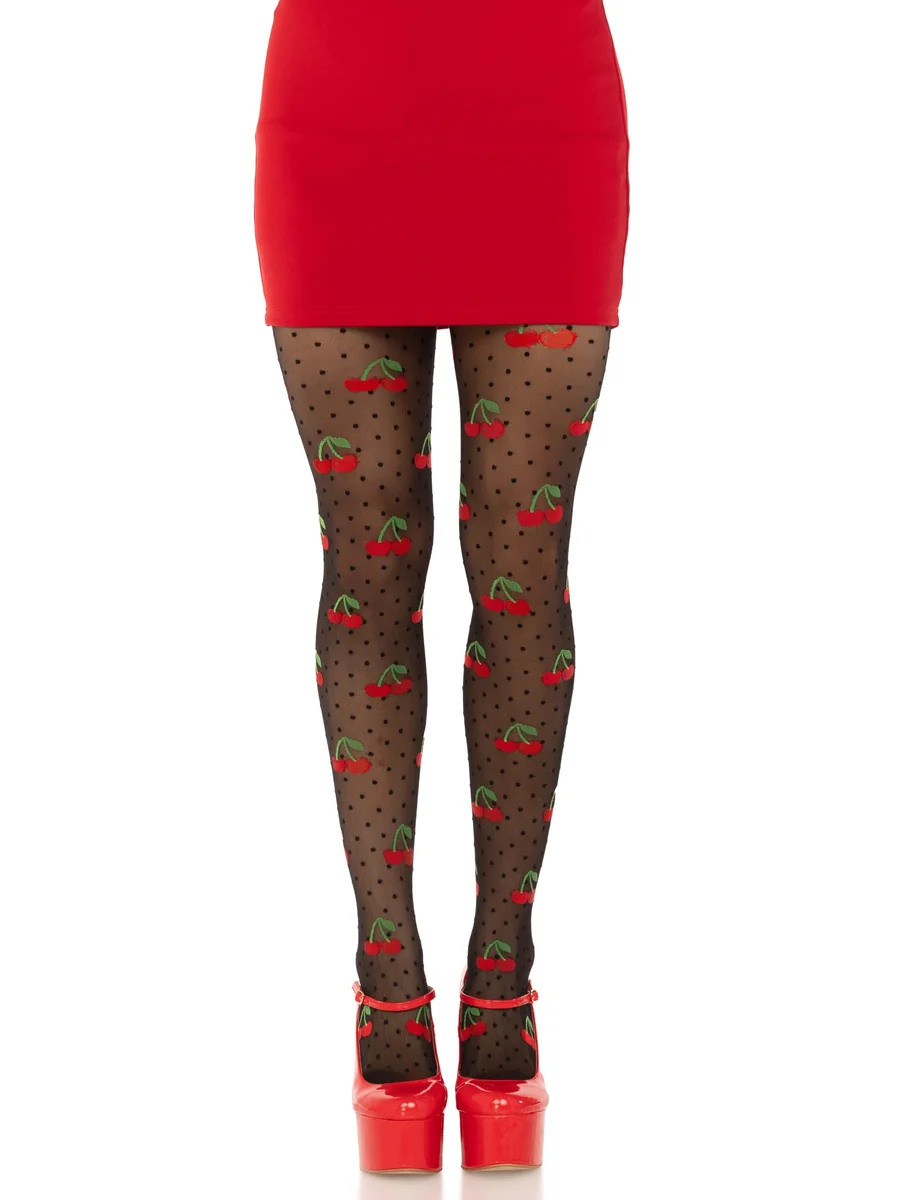 Cherry Pie Dotted Tights - OS