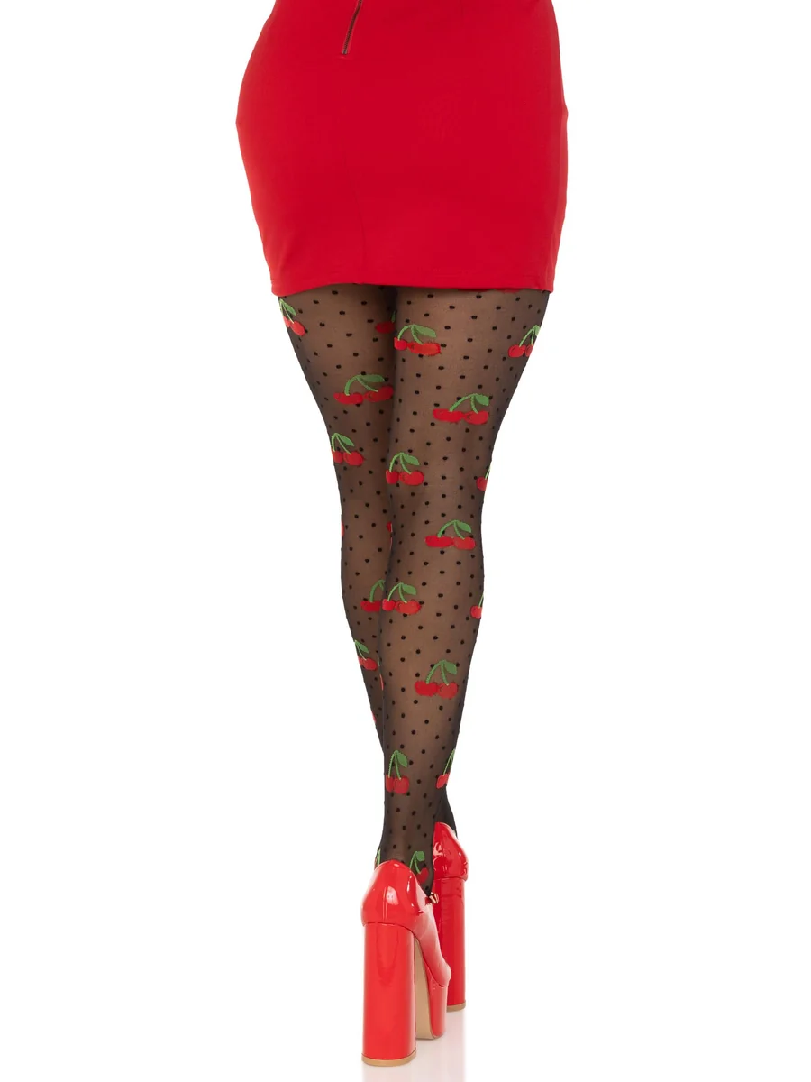 Cherry Pie Dotted Tights - OS