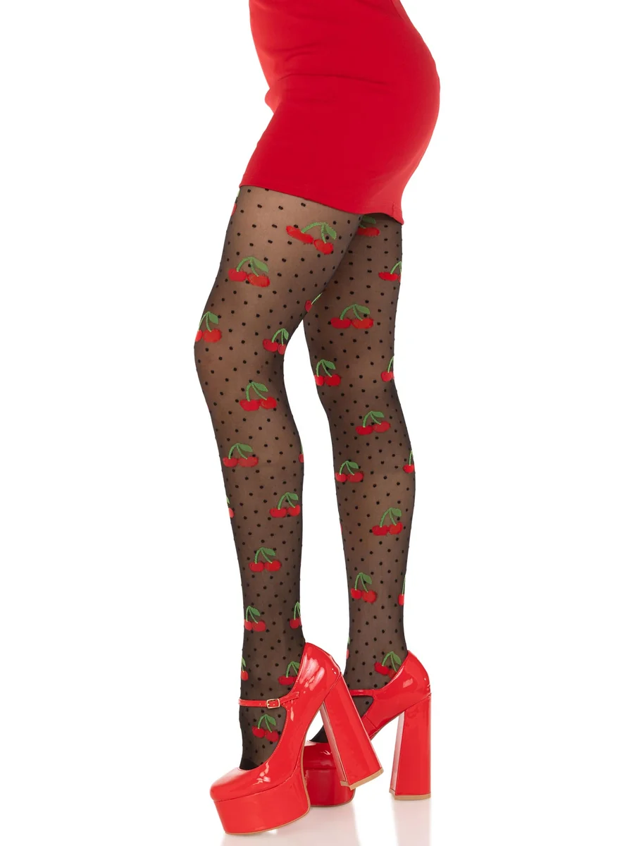 Cherry Pie Dotted Tights - OS