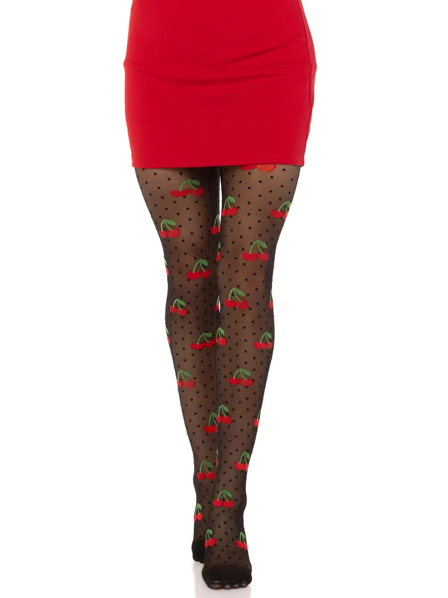 Cherry Pie Dotted Tights - OS