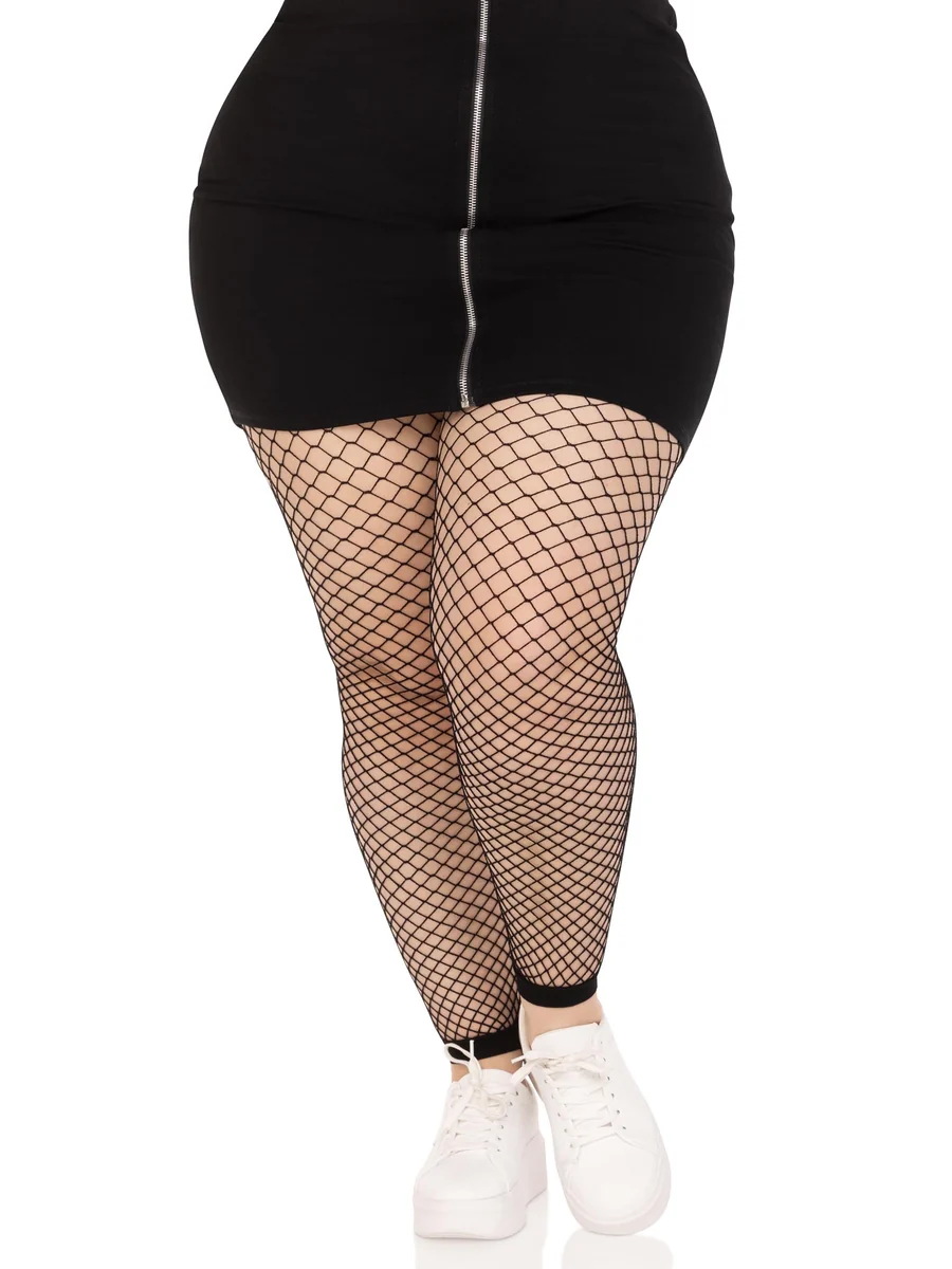 Delilah Fishnet Footless Tights - Black Queen