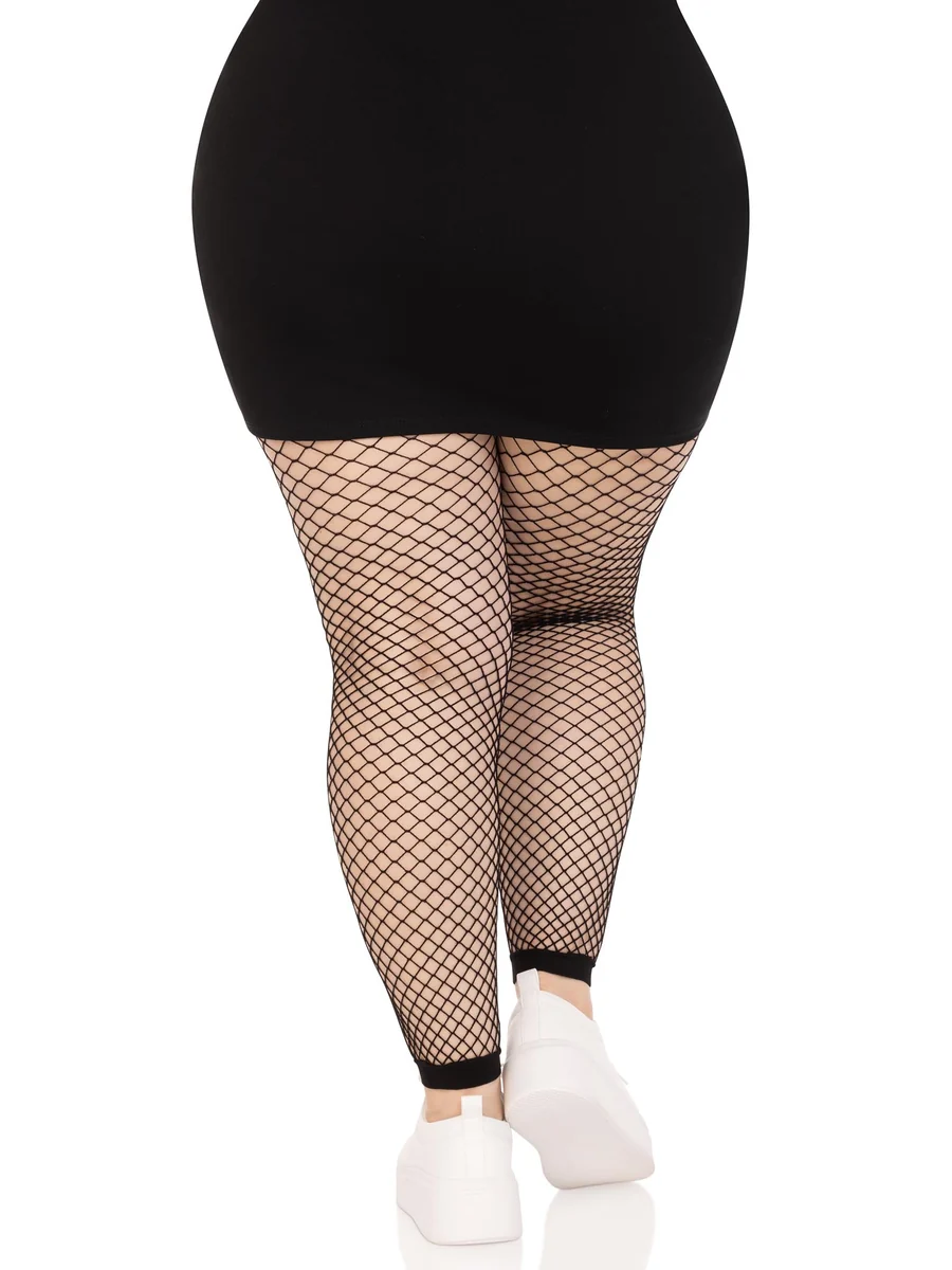 Delilah Fishnet Footless Tights - Black Queen