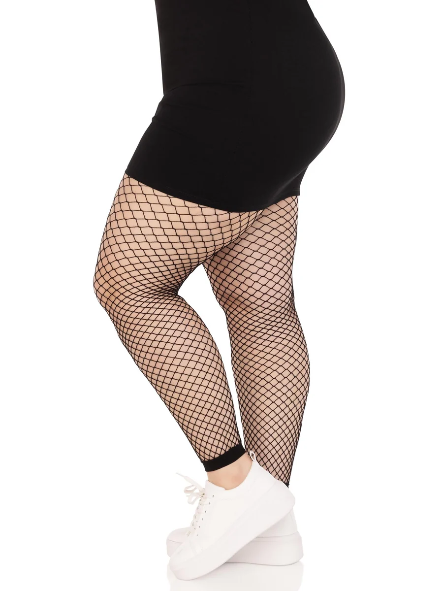 Delilah Fishnet Footless Tights - Black Queen