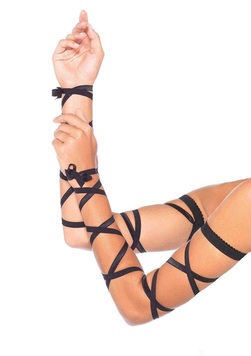 Elastic Ribbon Arm Wraps Festival Accessory - Black