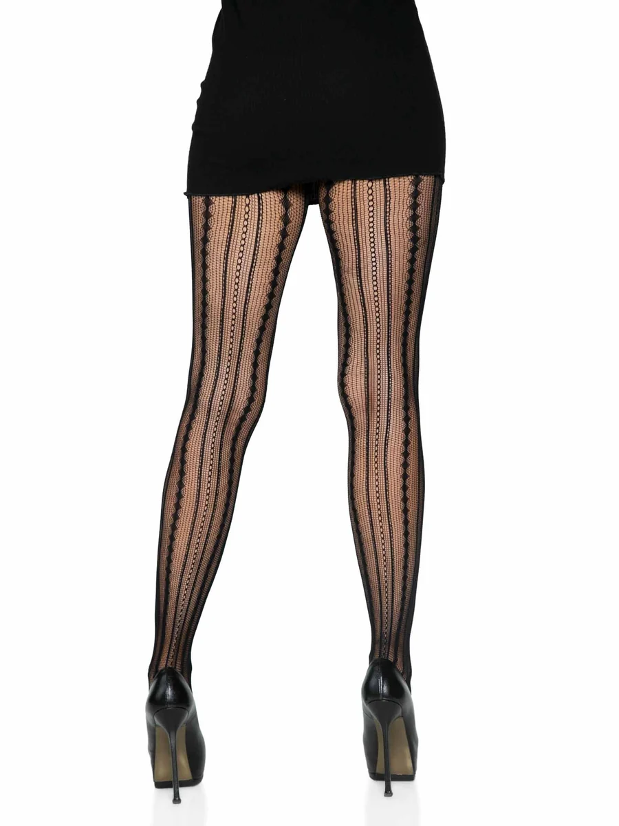 Eve Vintage Pinstripe Net Tights - Black OS