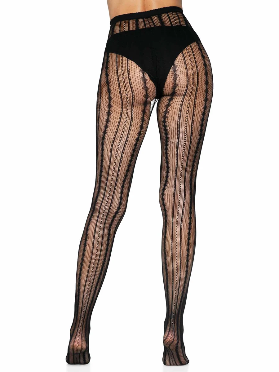 Eve Vintage Pinstripe Net Tights - Black OS